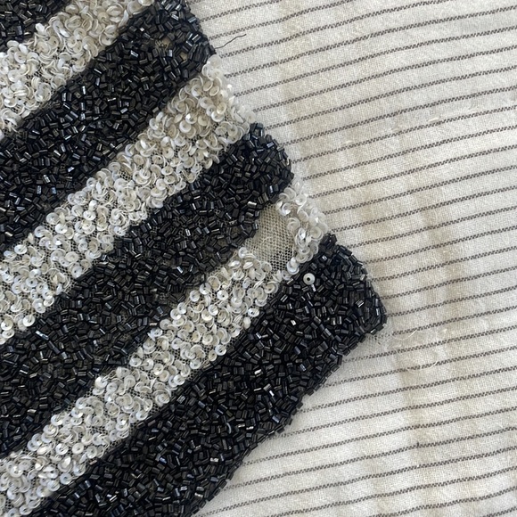 Zara fully Sequined Black and White Crop top with Flowers and Strips - Size S - Picture 12 of 12